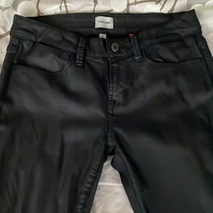 Sneaky Peak Black fake leather coated jeans/pants extra low rise size 5